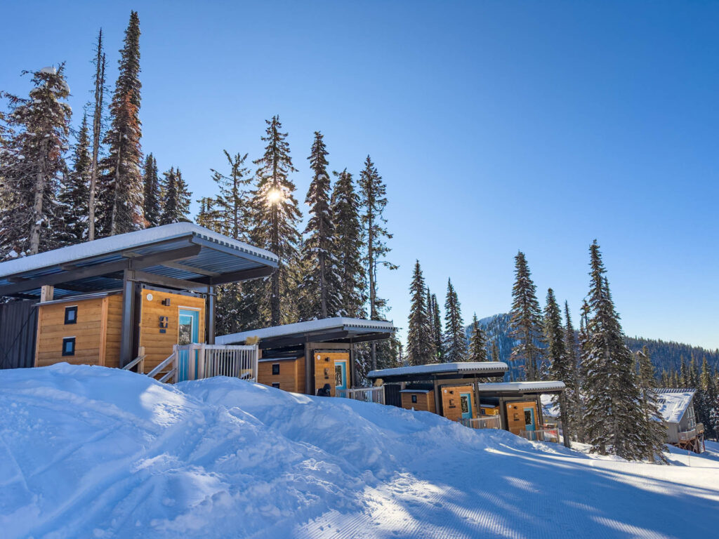On-mountain cabins at RED Resort in Rossland, Canada.